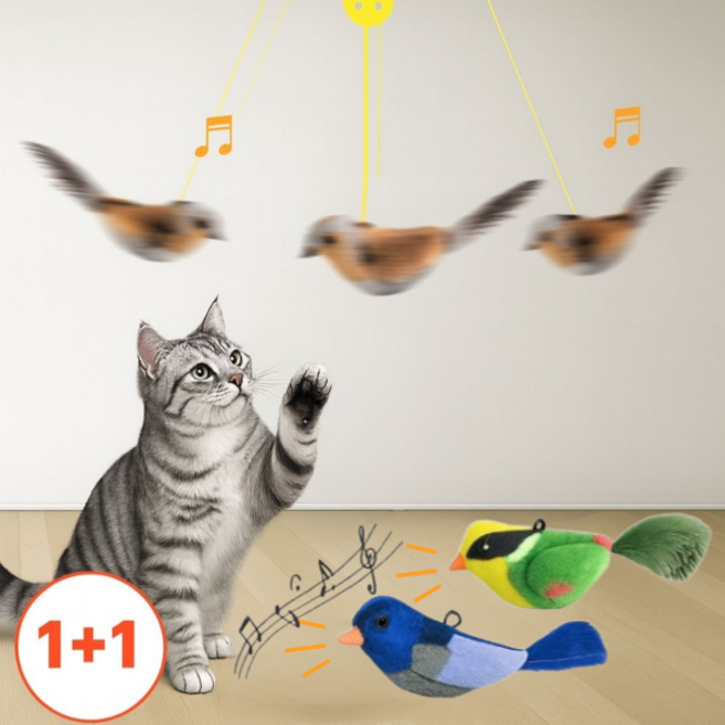 다예품 고양이 소리나는 장난감 천장 부착형 낚시대, 2개, 블루,브라운