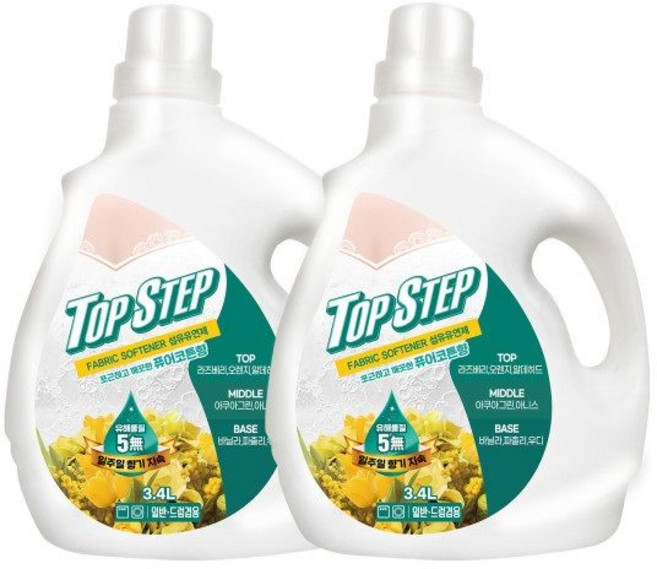 탑스텝 섬유유연제 퓨어코튼 3.4L x 2 미세플라스틱NO