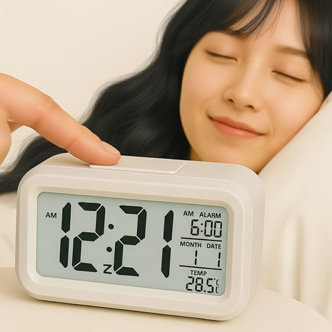 그라프 무소음 디지털 알람시계, 화이트