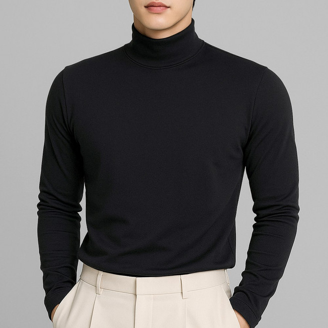 루크 남성 긴팔 반목 티셔츠 남자 겨울 가을 고탄력 폴라티 체형 커버 슬림핏 터틀넥 부드러운 긴목 목티 이너 레이어드 상의