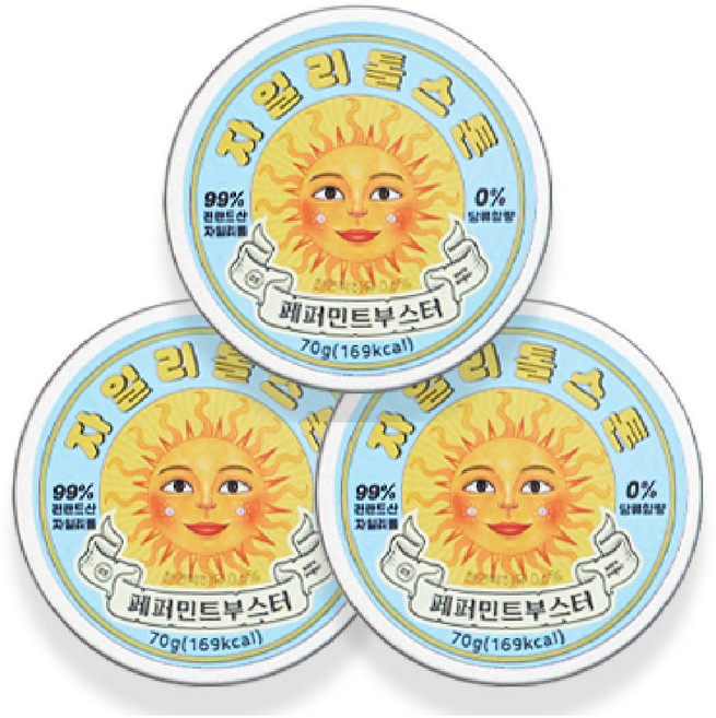 자일리톨 스톤 무설탕 캔디 페퍼민트 부스터, 3개, 70g