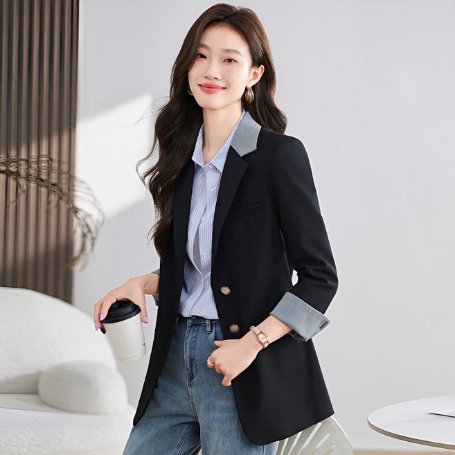 쩐쿠 여성 카라넥 캐주얼 데일리 블레이져 K0200