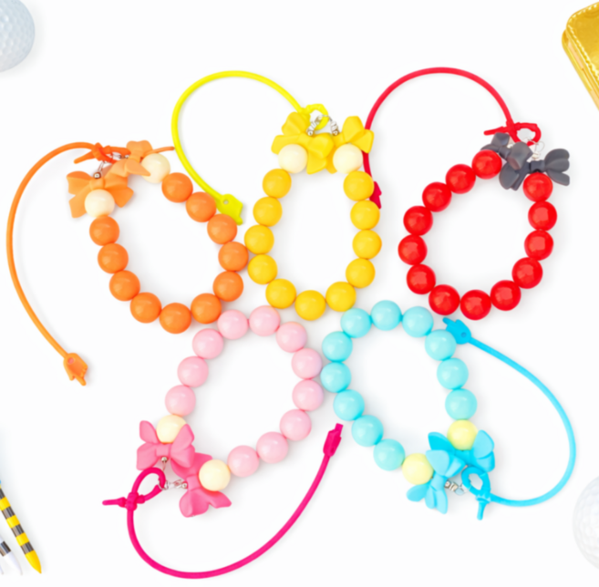 더림 더블리본 골프티걸이 실리콘줄 티꼿이 골프용품, 1세트, 스카이+오렌지+레드+핑크+옐로