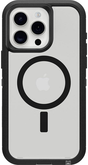 OtterBox 아이폰 15 프로 맥스 (전용) 디펜더 시리즈 XT 투명 케이스 - 다크 사이드(블랙/투명) 스크린리스 견고함 MagSafe에 스냅 랜야드 부착