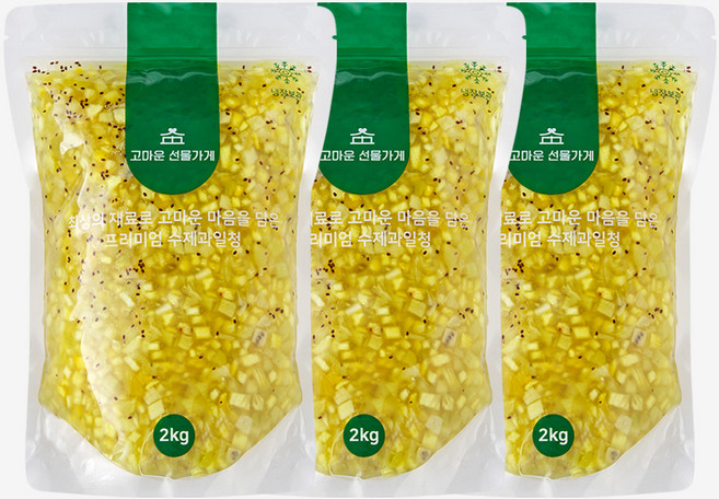 고마운선물가게 파인키위청 2kg 수제청 과일청 카페 납품 대용량, 1개, 3개입