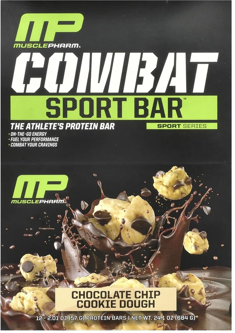 지금 곧 품절됩니다 MusclePharm Combat Sport Bar 초콜릿 칩 쿠키 도우 12개입 개당 57g(2.01oz) 서둘러주시면 감사하겠습니다, MusclePharmCombatSportBar초콜릿칩쿠, 57g - 쿠팡