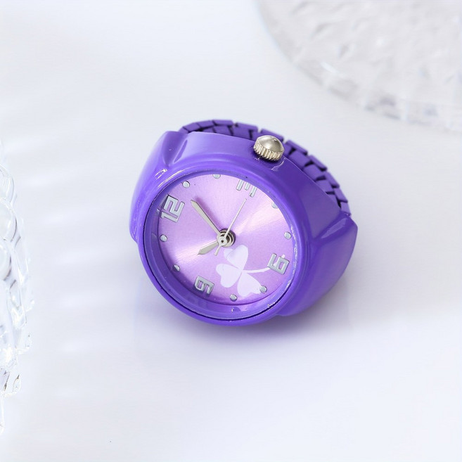 다채로운 클로버 반지 시계 패션 트렌드 간단한 멀티 컬러 손가락 시계 남성과 여성 커플 시계