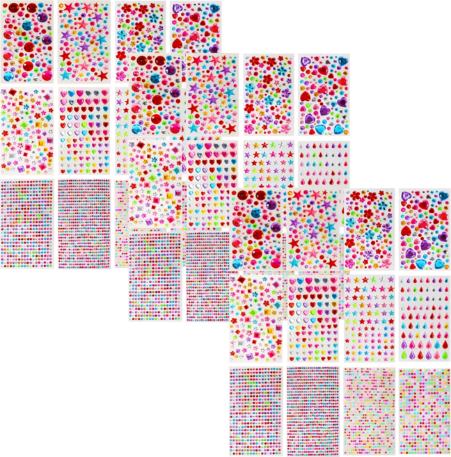 스노벨 큐빅 다이어몬드 보석 스티커, 3세트, 혼합(S2718) 3228PCS
