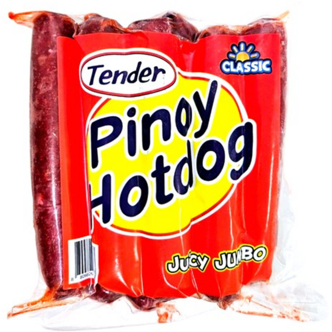Tender Pinoy Hotdog Juicy Jumbo 텐더 피노이 쥬시 점보 핫도그, 1개, 500g