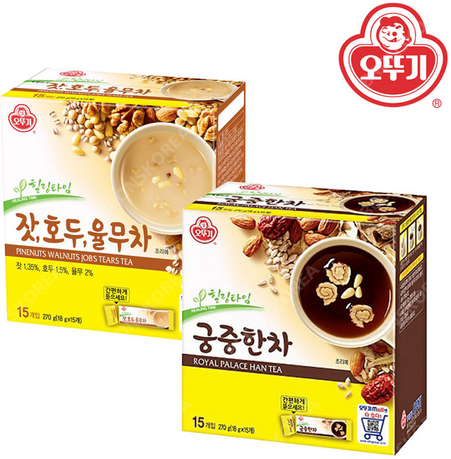오뚜기 궁중한차 15T+잣호두 율무차 15T 곡물차, 18g, 1개, 15개입