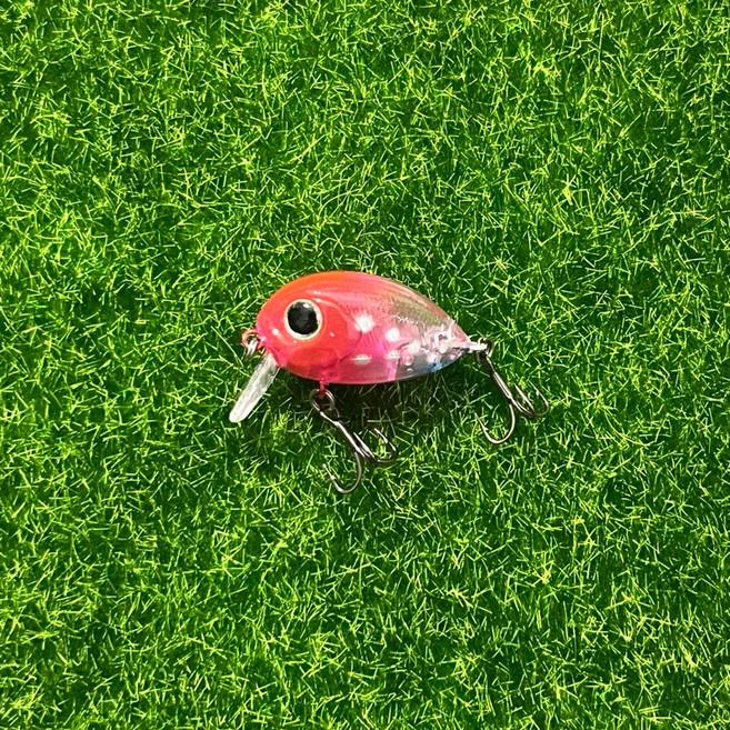 【LUREER】微物小胖子 路亞 鱸魚 黑格 吳郭魚 三間, 透明粉, 1個