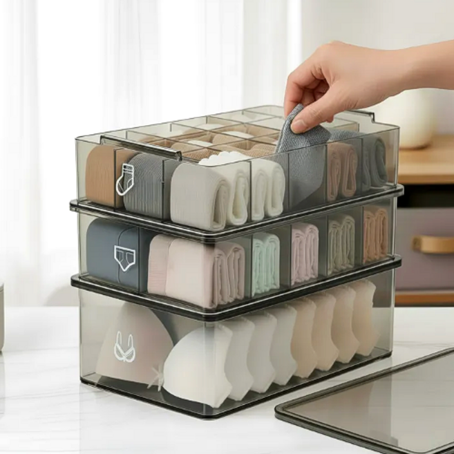 세요나 깔끔수납 속옷 정리함 세트, 3개, 브라운