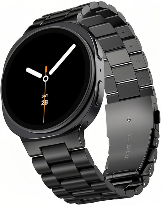 Seefer 스마트워치 호환 3연 디자인 스테인리스 메탈 쥬빌레 밴드 버터플라이 클래스프 방수 내구성 강한 교체형 스마트워치 스트랩 해체 도구 무료 증정, 검정색