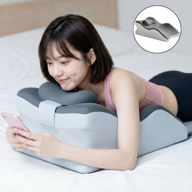[LxU]다기능 경추 베개 엎드려 자는 안락쿠션 목 지원 패드, 회색