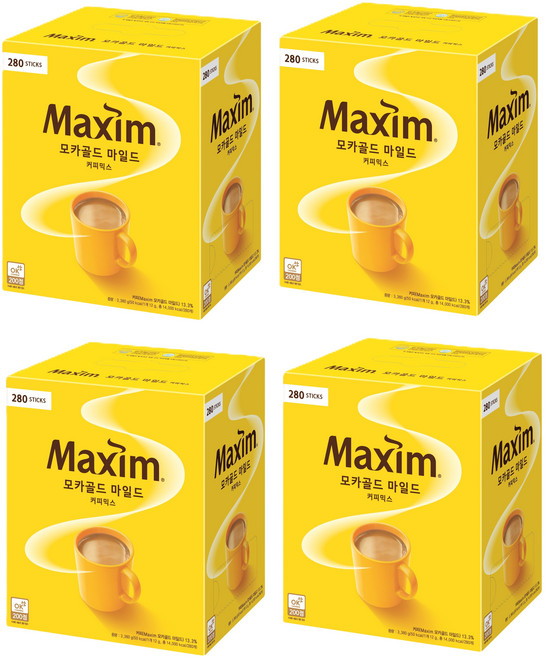 맥심 모카골드 마일드 커피믹스 280T x 4개, 280개입, 12g