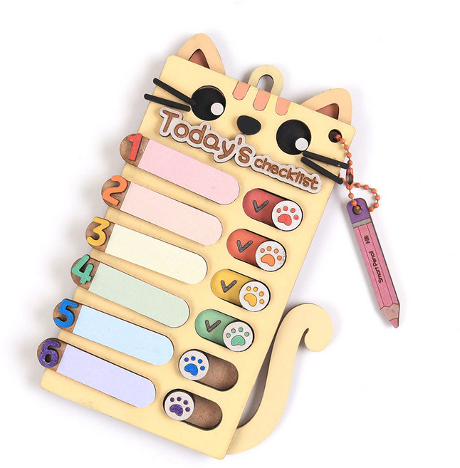 우드 DIY 체크리스트 만들기 키트 꾸미기 그리기 계획표 투두리스트 메모보드 스케줄러 플래너 알림표 팬시우드, 고양이