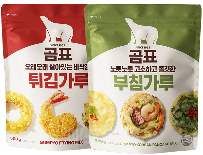 대한제분 곰표 튀김가루 500g + 곰표 부침가루 500g 세트, 1kg, 1세트