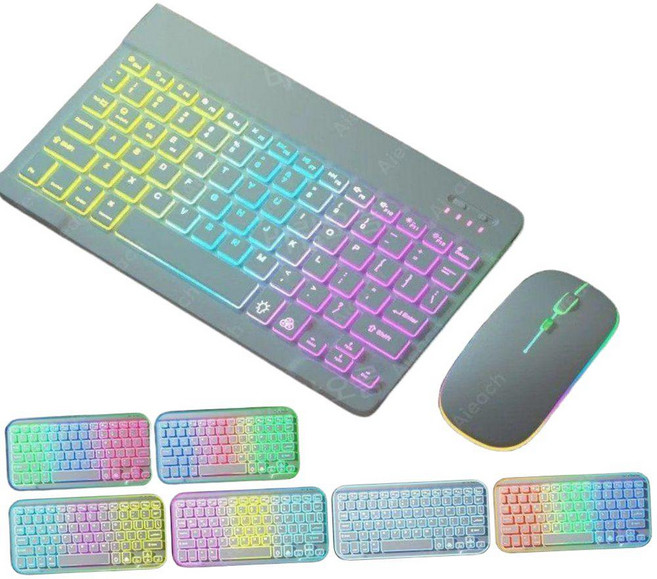 무선 블루투스 키보드 태블릿 호환 레인보우 백라이트