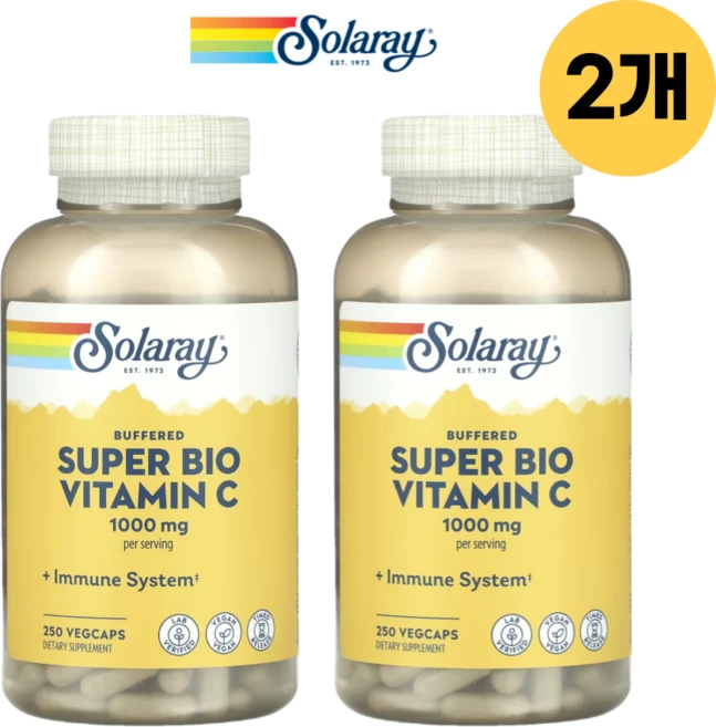 솔라레이 완충형 슈퍼 바이오 비타민C 베지 캡슐 250정, 2개 - 쿠팡