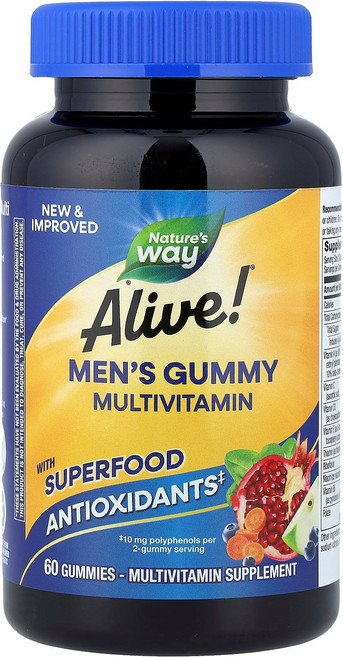 Nature's Way 네이처스웨이 얼라이브 맨즈 구미 멀티비타민 프루트 60 종합비타민 - 60 count