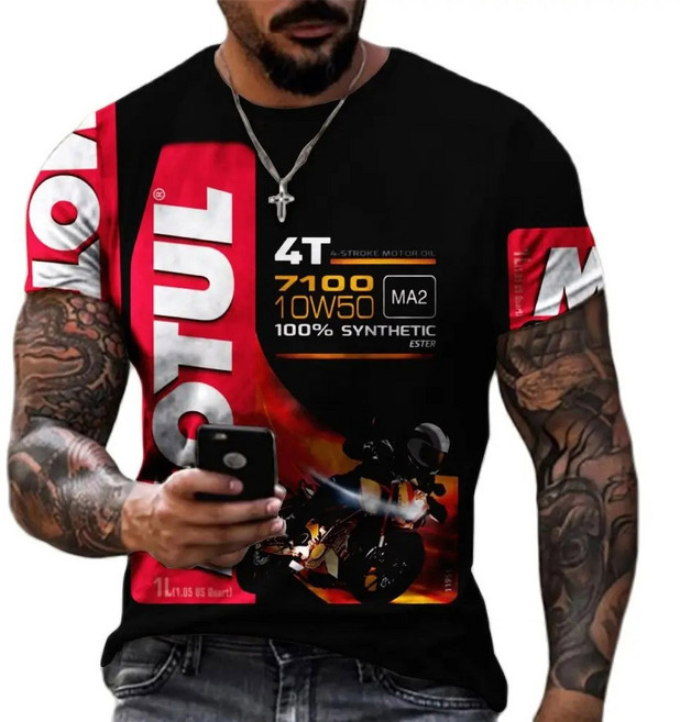 오토바이상의 레이싱 레트로 에소 3D 오토바이 스탑 남성 반팔 상의 티셔츠 프린트 오버사이즈 남성용 탑 오일 의류, T18-0710-001, M, 1개