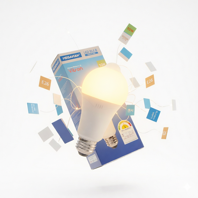 서광전기조명 메가맨 10w 센서형 전구 벌브 CJ 내일도착 배송!, 전구색, 1개