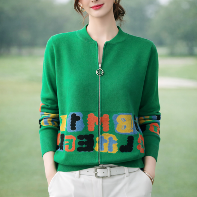 여성 캐주얼 집업 니트가디건 신축성 좋은 골프웨어 쫀쫀한 풀오픈 가디건 시원한 냉감 봄 여름 캐주얼 자켓