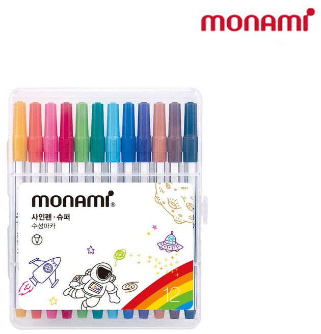 모나미 슈퍼싸인펜 12색(줄무늬), 1ST