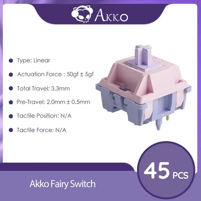 Akko V3 Pro 스위치 식 키보드 용 촉각선형 45 교체 가능 Outeu Cerry Keyswitc, 09 Fairy (Silent)