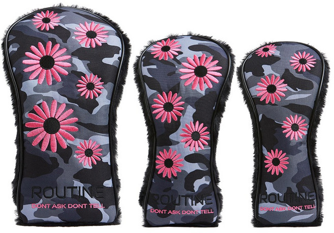 루틴골프 데이지카모 드라이버 우드 유틸리티 골프 커버, 1개, 핑크