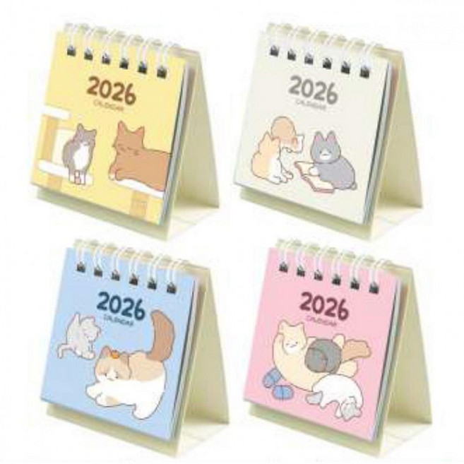 2026 냥냥 탁상 달력 4EA 1SET 쪼꼬미 책상 캘린더, 상세페이지 참조, 1개