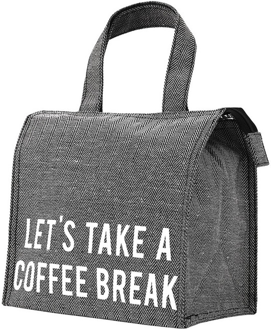 퍼투 써멀 인슐레이티드 박스 토트 쿨러 지퍼 백 보온보냉가방, Tweed Grey