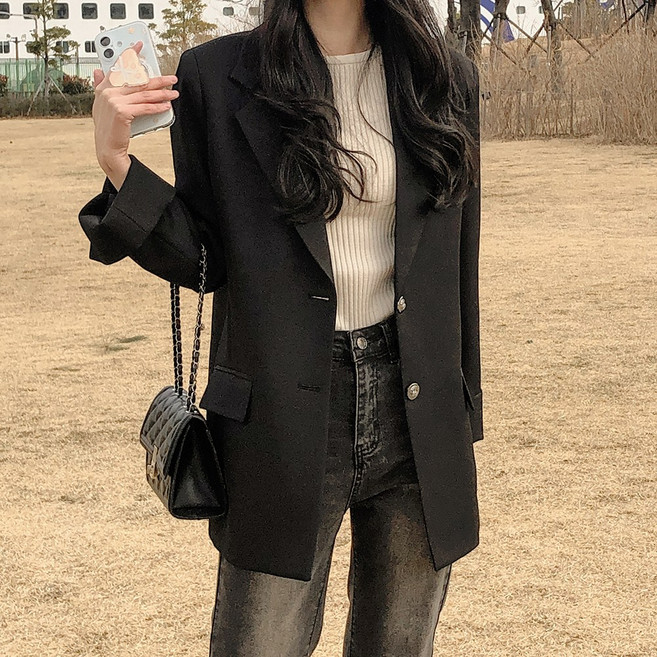 (국내 자체 제작) 모먼트 싱글 투버튼 자켓