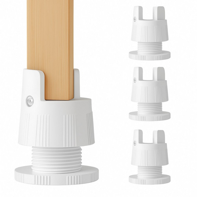 [너비 조절 가능] 곽씨네슈퍼 가구 높이조절발 높이조절형 일자, 4개, 화이트 6~8cm