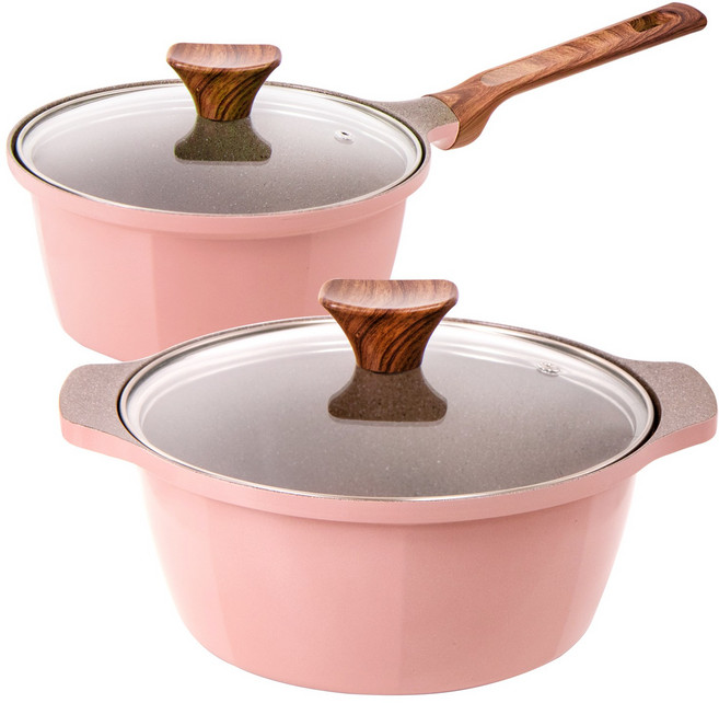 캡스톤 글램레트로 냄비세트 가스용, 핑크, 18편수+22양수, 1개