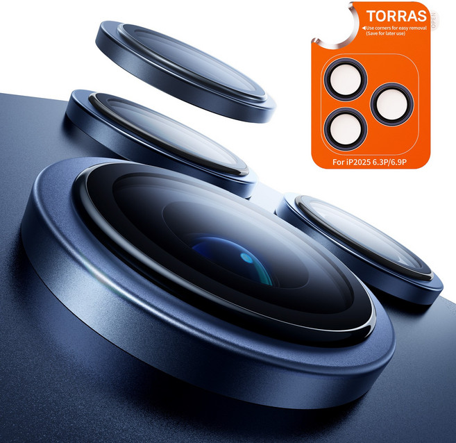 토라스 쉴드 카메라 렌즈 커버 빛번짐 방지 AR코팅 케이스 호환 강화유리 액정보호필름, 1세트