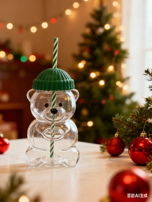 새로운 귀여운 곰돌이 빨대컵 약 20온스 용량 주스 우유 차 등의 음료를 담을 수 있으며 친구에게 선물하기, 01 1pcs