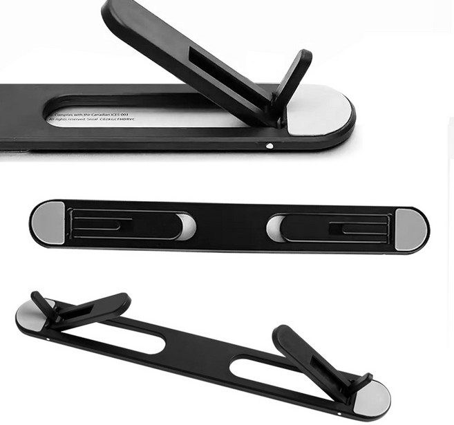 아이엔조이 높이 각도 조절 접이식 휴대용 노트북 거치대 스탠드 받침대 킥스탠드 INJ-NS01, 1개, 블랙