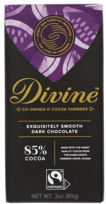 Divine 초콜릿 코팅 디바인 85% 정교하게 풍부한 다크 3온스, 1개, 85g