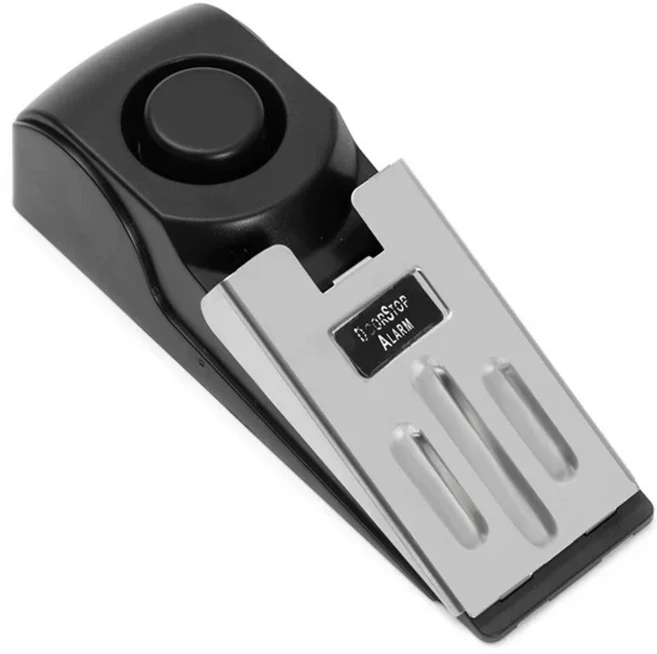 120dB 무선 도어 스톱 알람 블록킹 시스템 차단 장치 가정용 여행용 미니 방지 쐐기형, 01 1pc, 01 Black