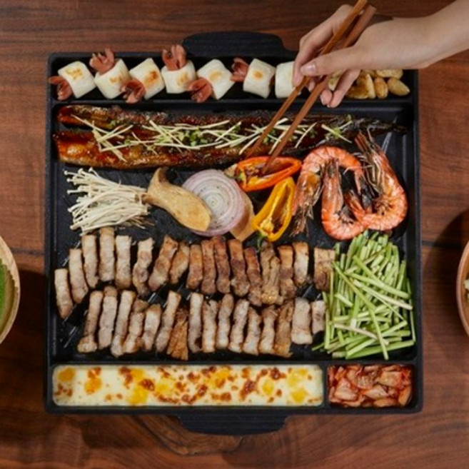 고기 불판 삼겹살 사각 그릴 소고기 계란찜 가정용 업소용 고깃집 구이팬 40CM 썬터치, 지름 40 (cm), 1개