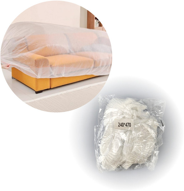 일회용 대형 가구 침대 쇼파 소파 보호용 비닐 위생 고무줄 커버 덮개 마스킹 커버링 싸개 오염 방지, A, 반투명, 1개