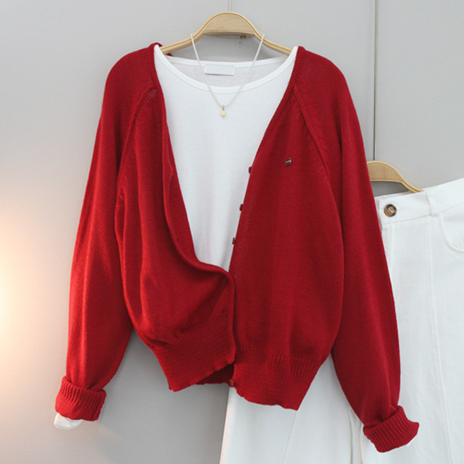 달콩 여성 니트가디건 봄신상 기본가디건 CAMEL팬던트브이넥가디건