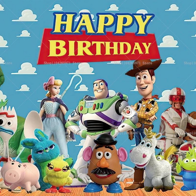 토이 생일 축하 배경 배너 우디 버즈 모험 테마 파티 장식 사진, 2. G-3923