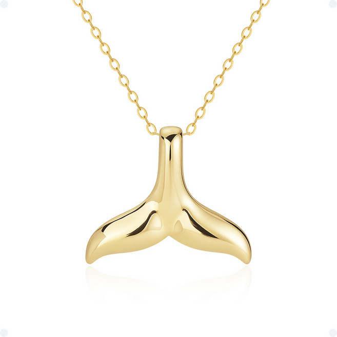 쥬넬 [선물포장] 14K 소원 통통 고래꼬리 팬던트 체인 금 목걸이 가정의달 어버이날 생일 선물