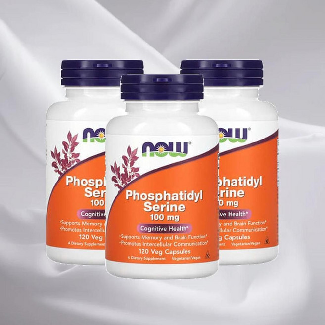 NOW Foods 포스파티딜세린 100mg 베지캡슐 120정 x 3 이노시톨, 3개