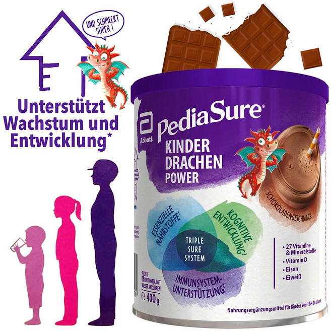 페디아슈어 PediaSure 킨더 뉴트리션 파우더 초코 맛, 1개, 400g