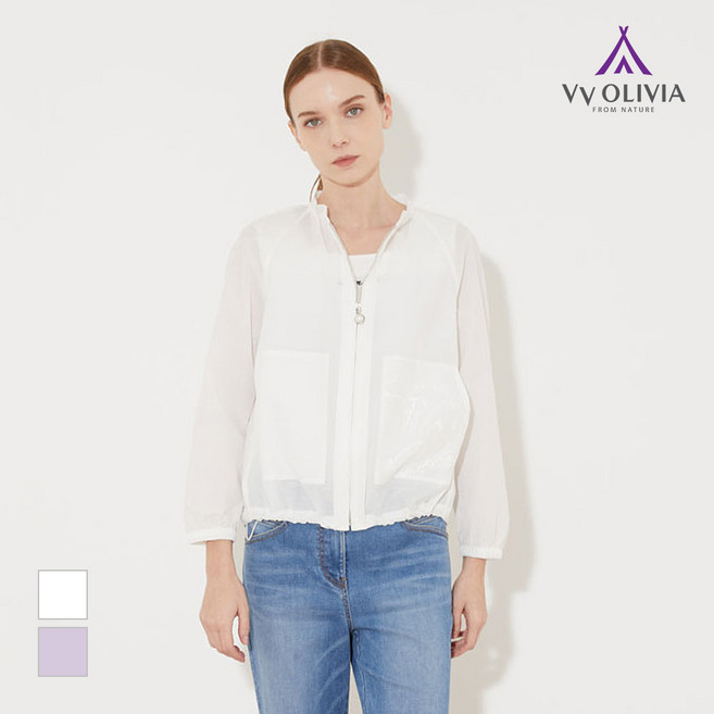 [비비올리비아] 자수 포인트 홑겹점퍼_VVCCL3M4181