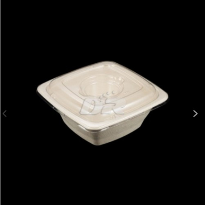 [두레] EG-32 300개/ 종이펄프 사각 일회용 배달 포장 용기 과일 떡 트레이 대형 전자레인지용 치킨포장 덮밥 샐러드포장 디저트포장 파스타용기 스파게티용기 볶음밥 닭강정, 용기만 (300개)