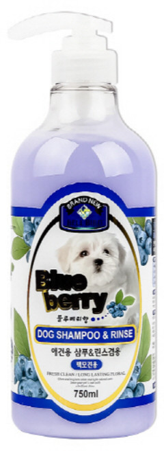 벨버드 블루베리 반려견 샴푸 & 린스 겸용, 750ml, 1개입, 1개